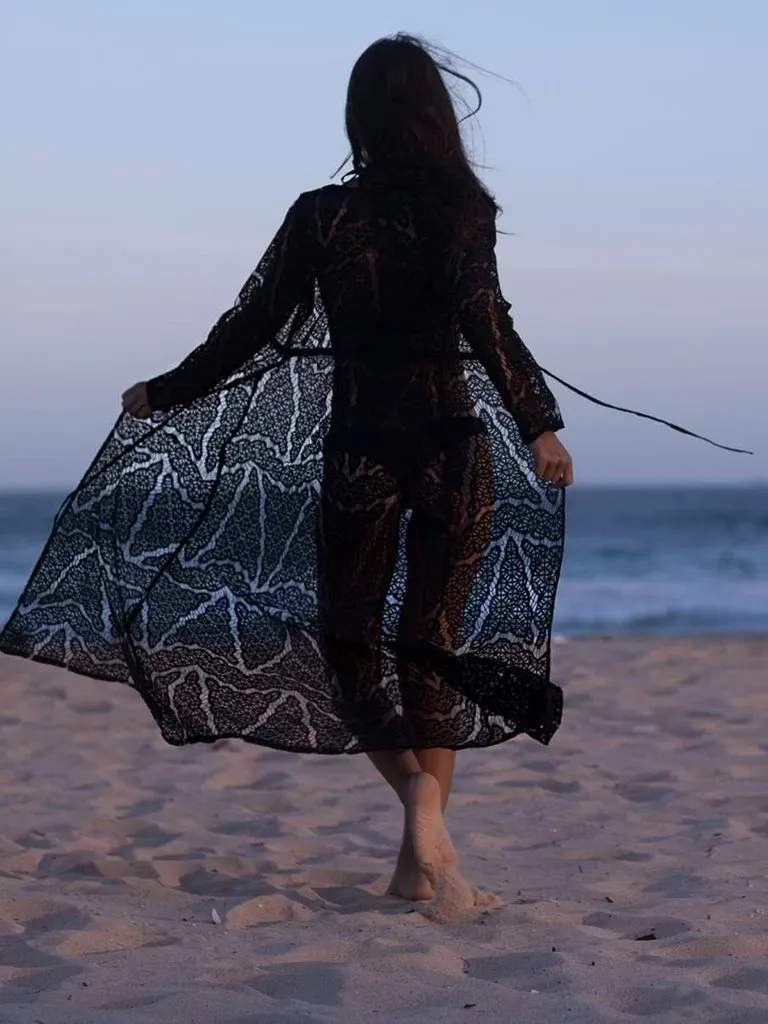2018 New Lace Hollow Loose Cardigan Beach Bikini Cover Up
