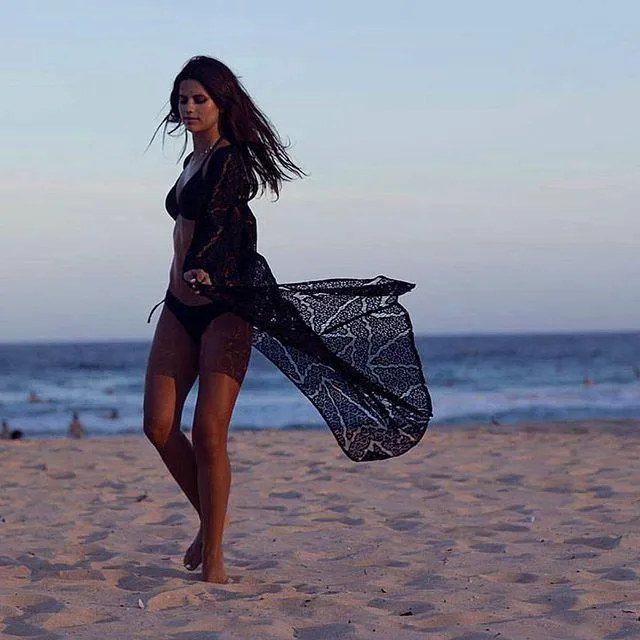 2018 New Lace Hollow Loose Cardigan Beach Bikini Cover Up