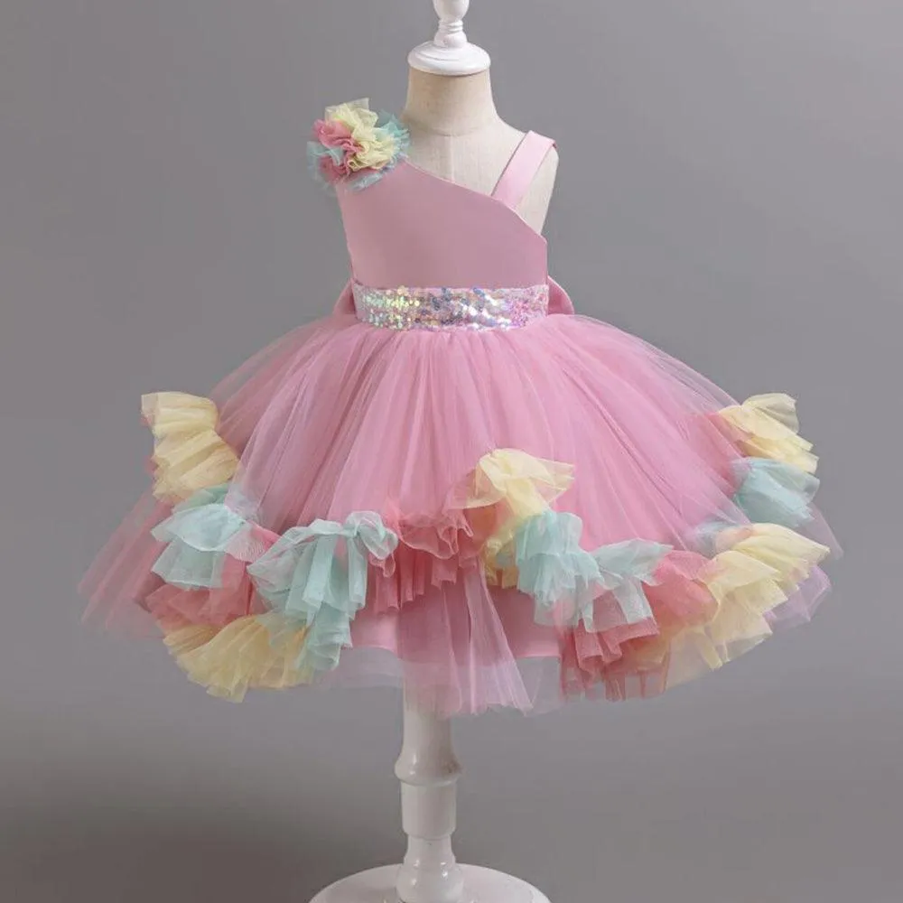 2pcs Flower Dress baby birthday party princess TuTu dress for girls 9M-6Year wear