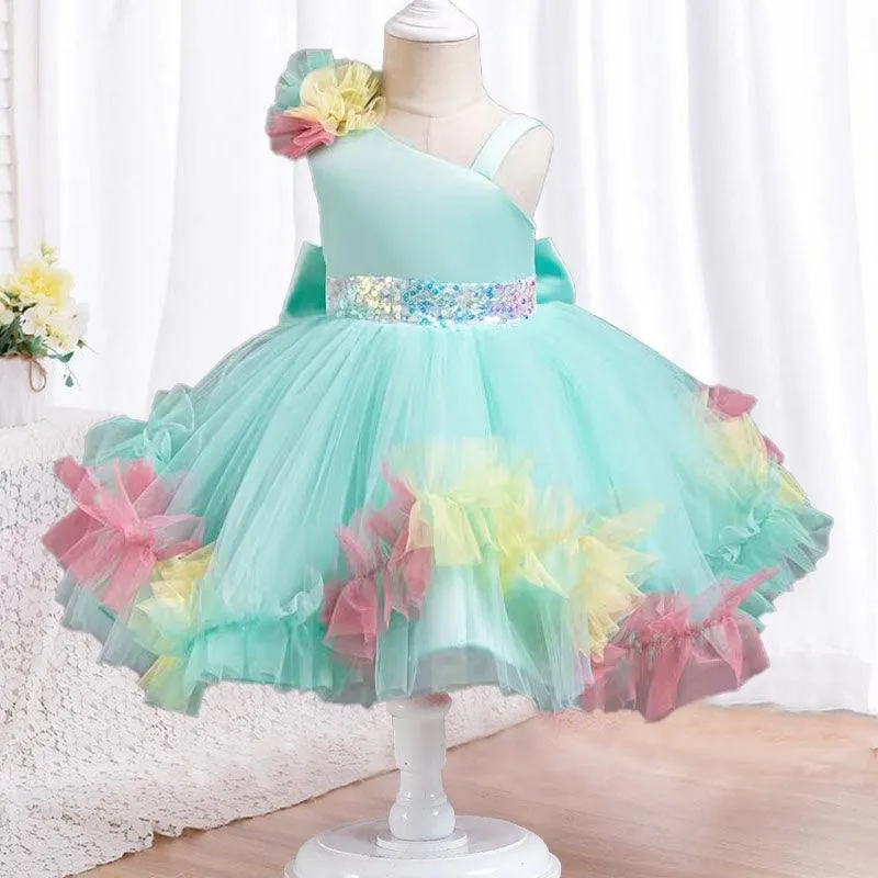 2pcs Flower Dress baby birthday party princess TuTu dress for girls 9M-6Year wear