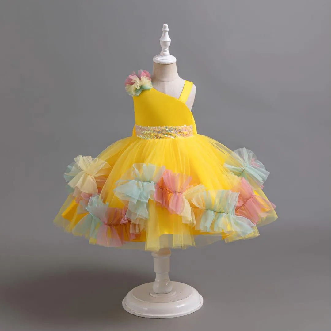 2pcs Flower Dress baby birthday party princess TuTu dress for girls 9M-6Year wear