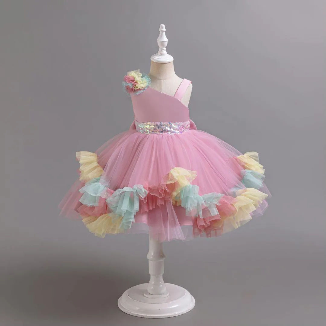 2pcs Flower Dress baby birthday party princess TuTu dress for girls 9M-6Year wear