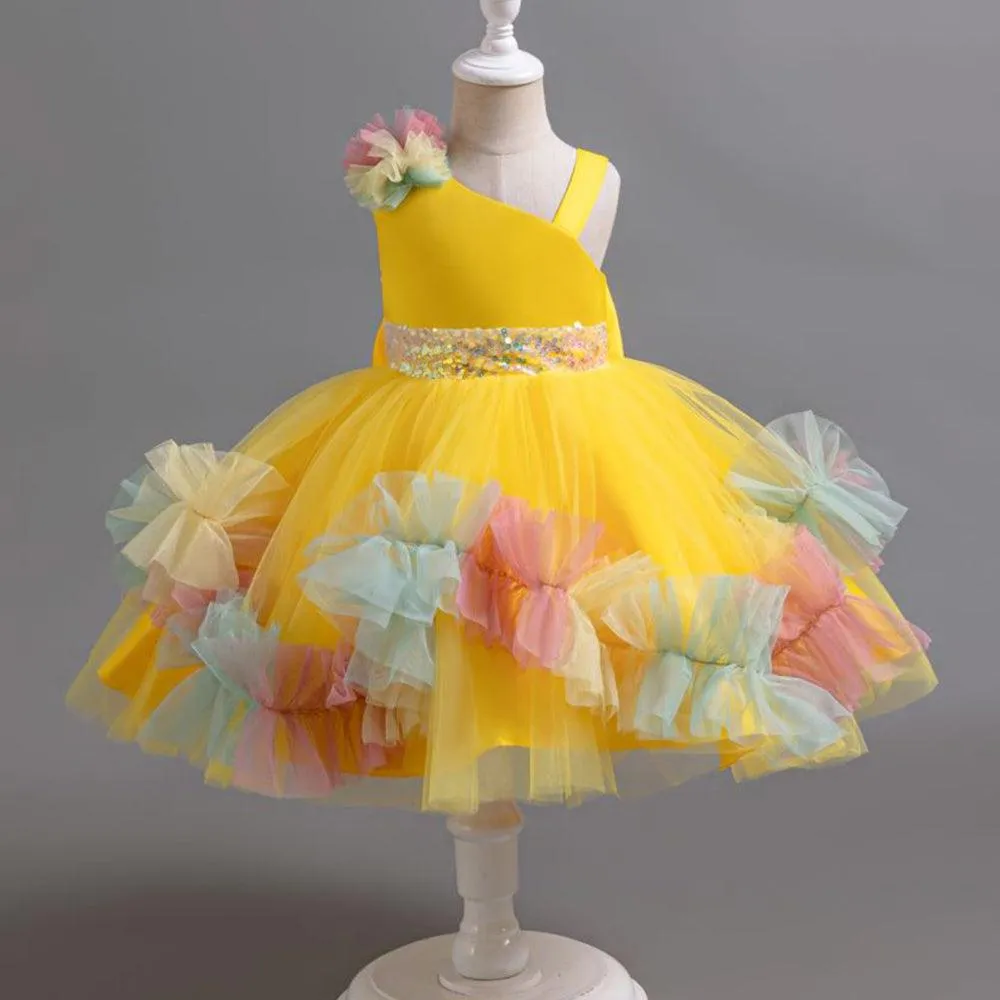 2pcs Flower Dress baby birthday party princess TuTu dress for girls 9M-6Year wear