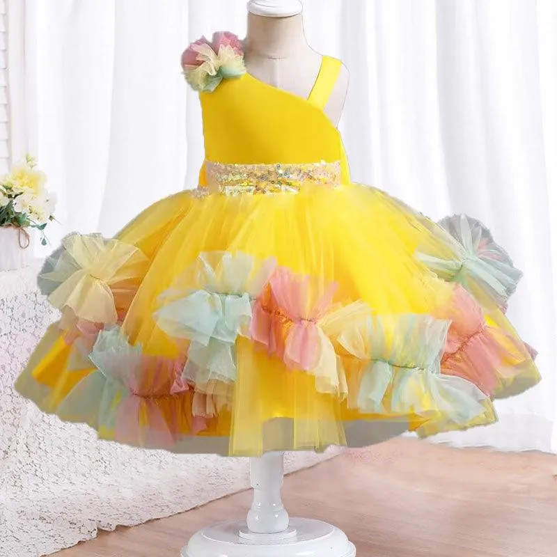 2pcs Flower Dress baby birthday party princess TuTu dress for girls 9M-6Year wear