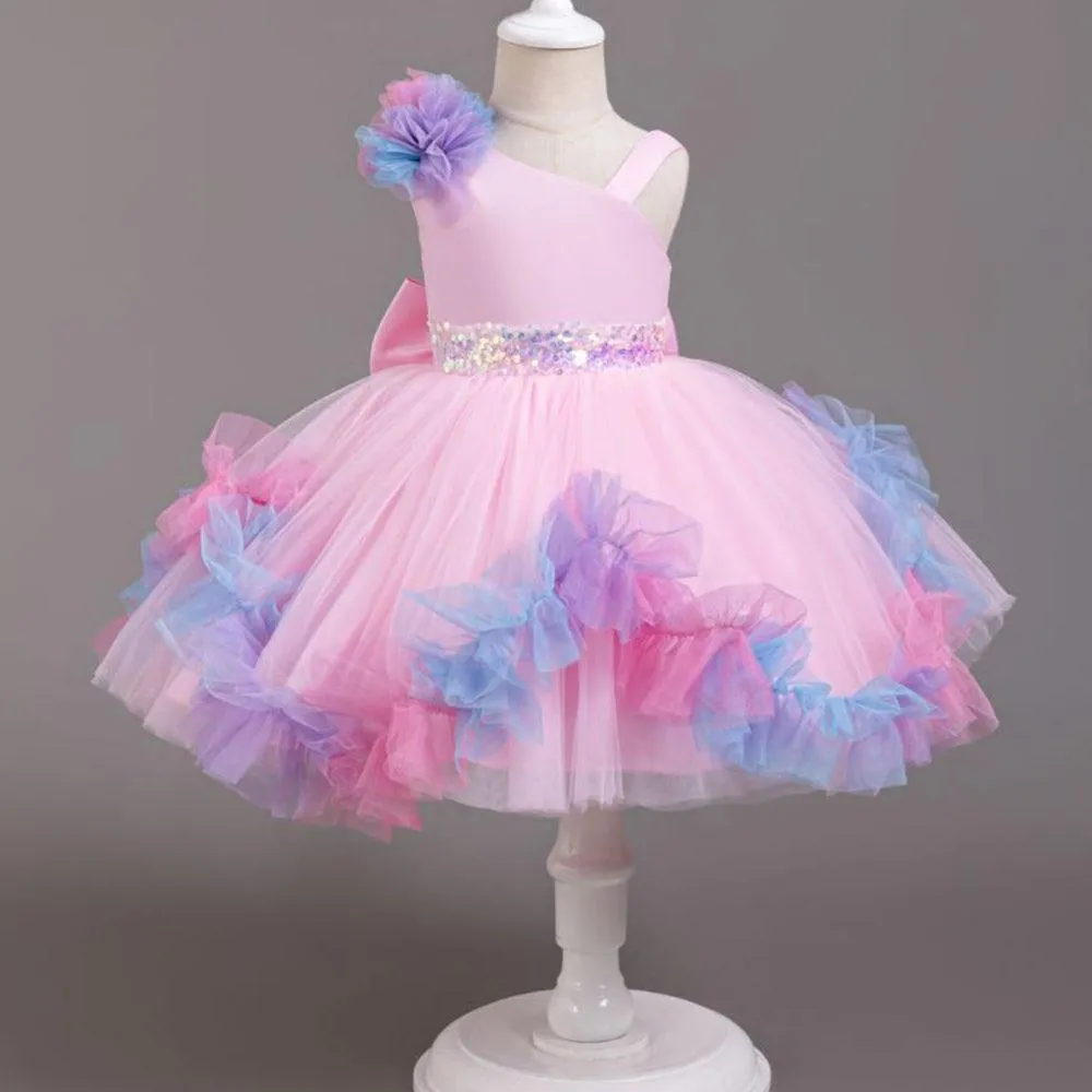 2pcs Flower Dress baby birthday party princess TuTu dress for girls 9M-6Year wear