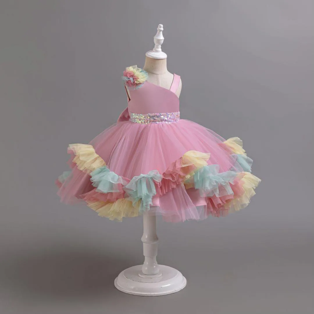 2pcs Flower Dress baby birthday party princess TuTu dress for girls 9M-6Year wear