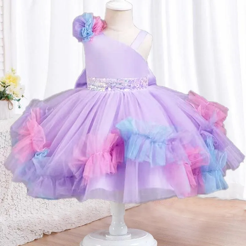 2pcs Flower Dress baby birthday party princess TuTu dress for girls 9M-6Year wear