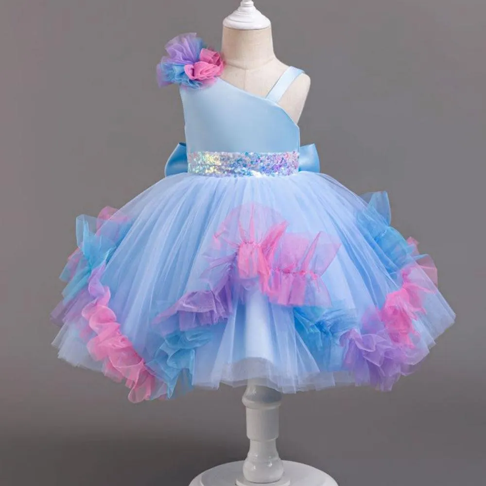 2pcs Flower Dress baby birthday party princess TuTu dress for girls 9M-6Year wear