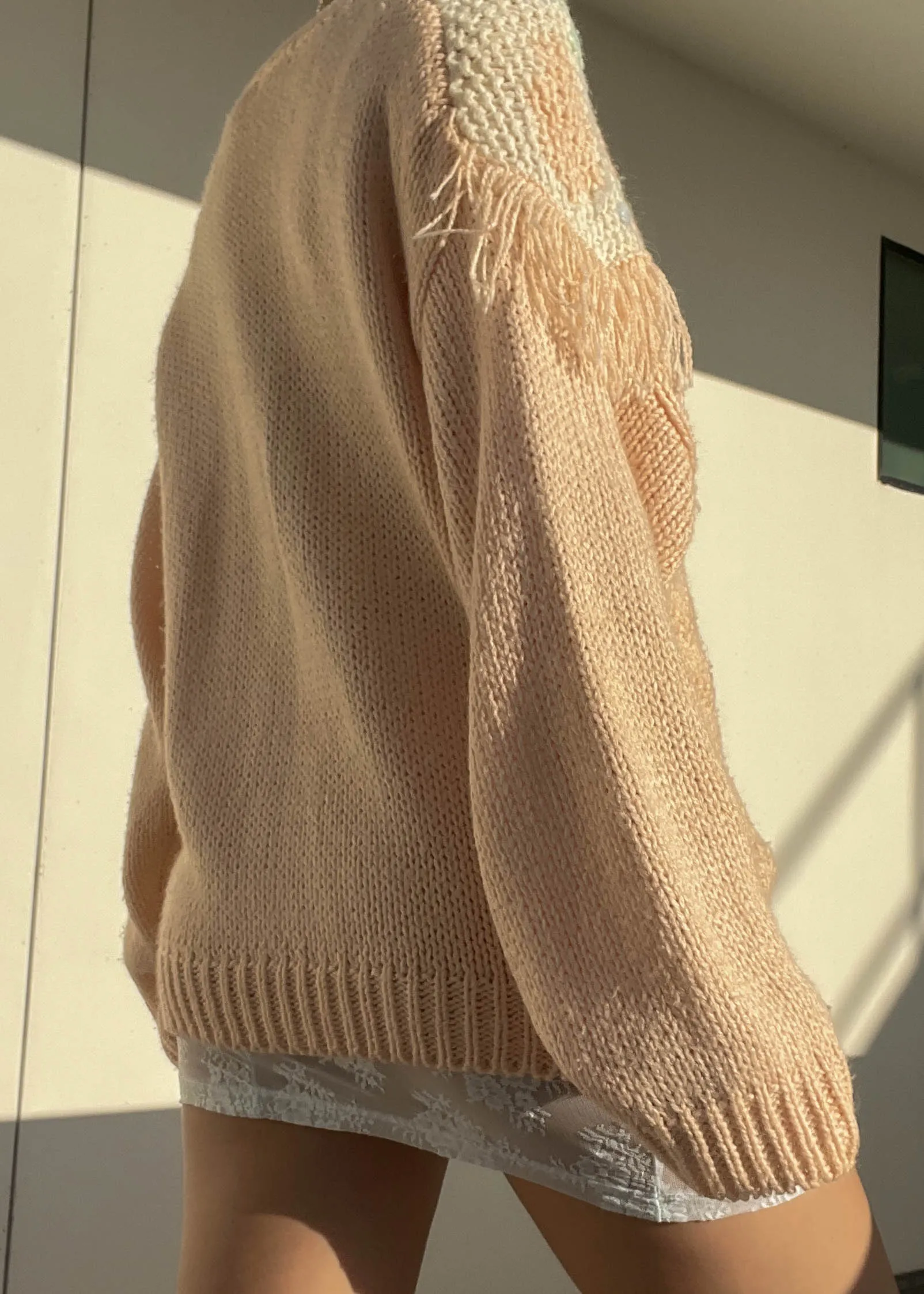 80's Pastel Fringe Cardigan (L)