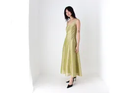 90s Iridescent Crinkle Organza Avant Garde Cocktail Gown
