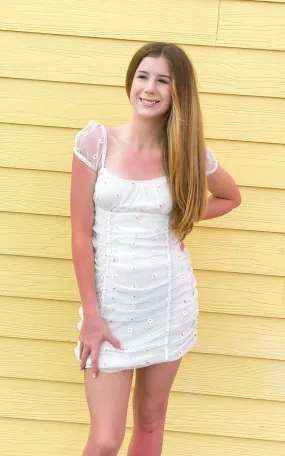 A Daisy Will Do Floral Dress - White