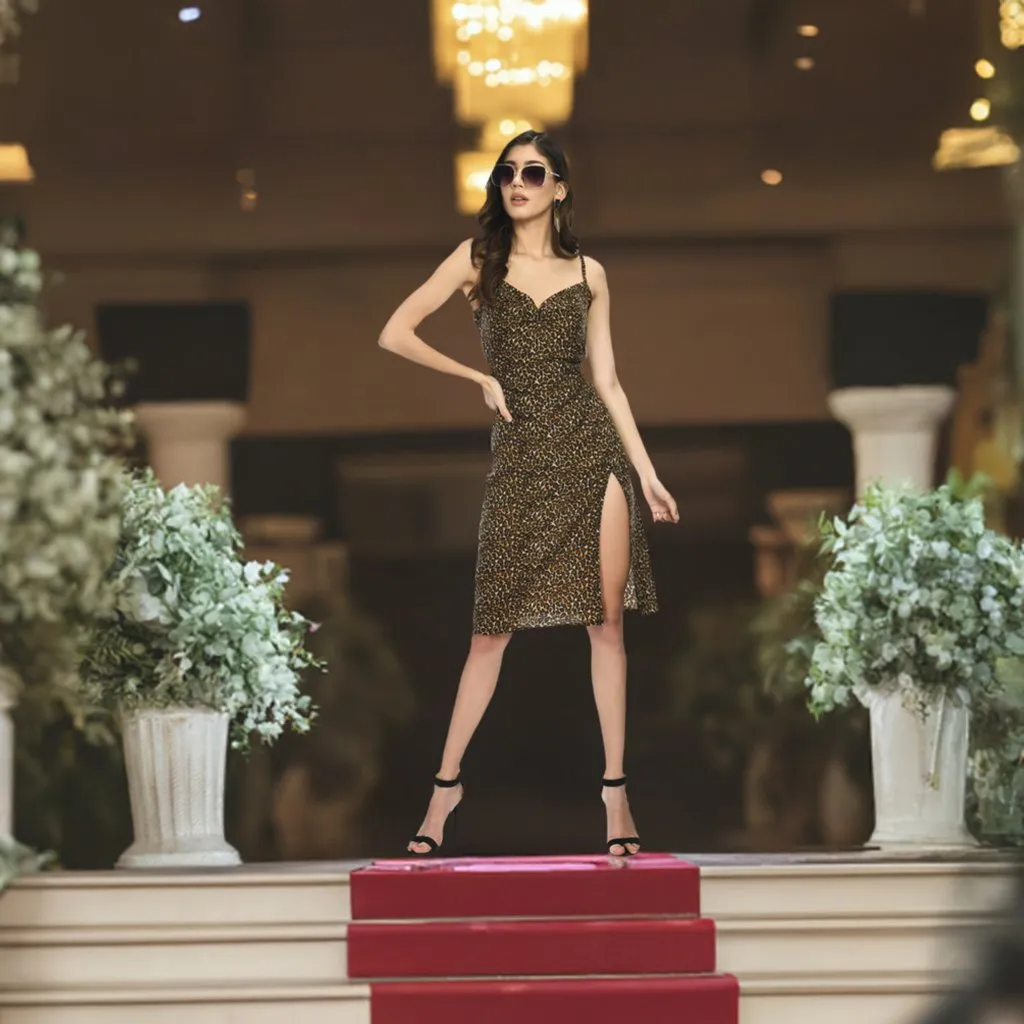Animal Print Slip Dress