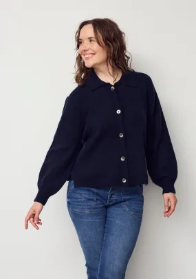 Anna Colar Cardigan - Navy Melange