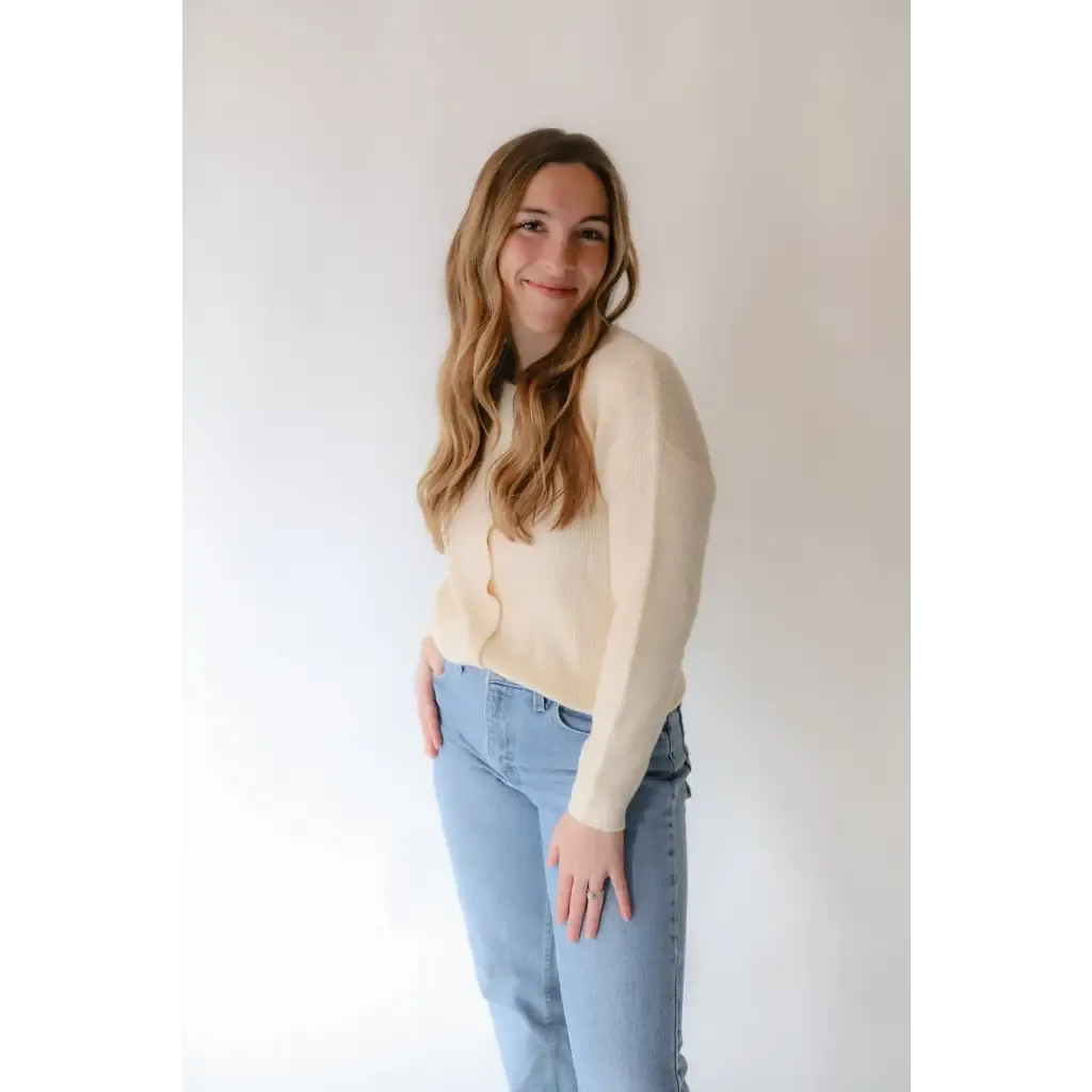 Annie Cardigan Sweater in Apricot