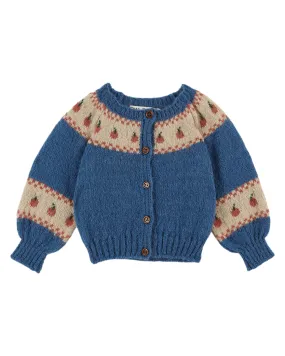 Apple Collar Cardigan in Blue