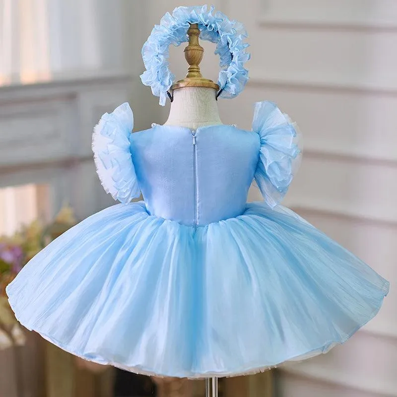 Baby Birthday Dress 1-12 Years Old Girls Pearl Flower Princess Dress