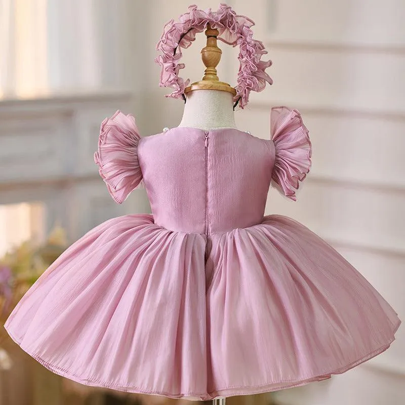 Baby Flower Pearl Princess Dress Girls Birthday Evening Dress Suitable for Many Occasions