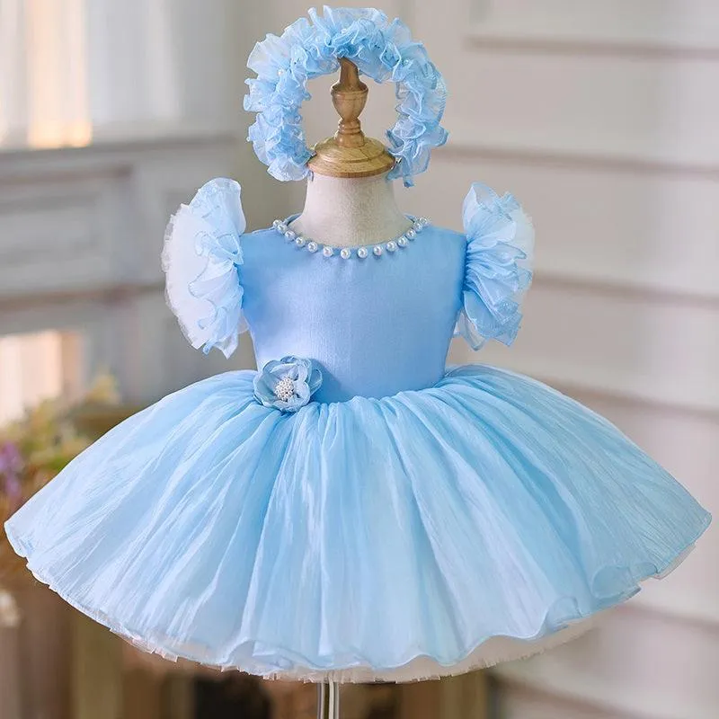Baby Flower Pearl Princess Dress Girls Birthday Evening Dress Suitable for Many Occasions