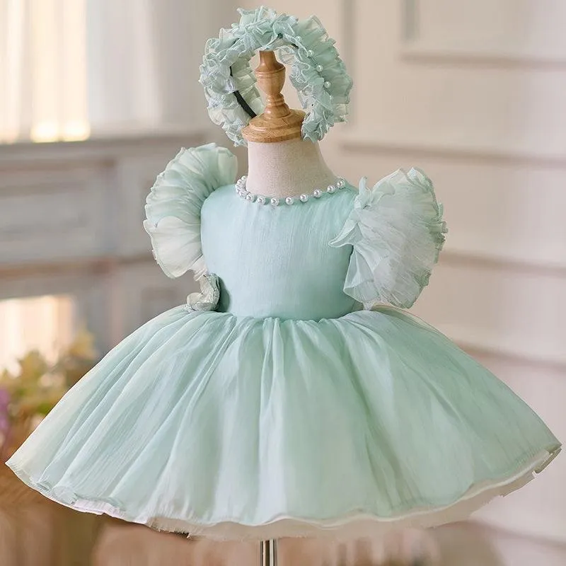 Baby Flower Pearl Princess Dress Girls Birthday Evening Dress Suitable for Many Occasions