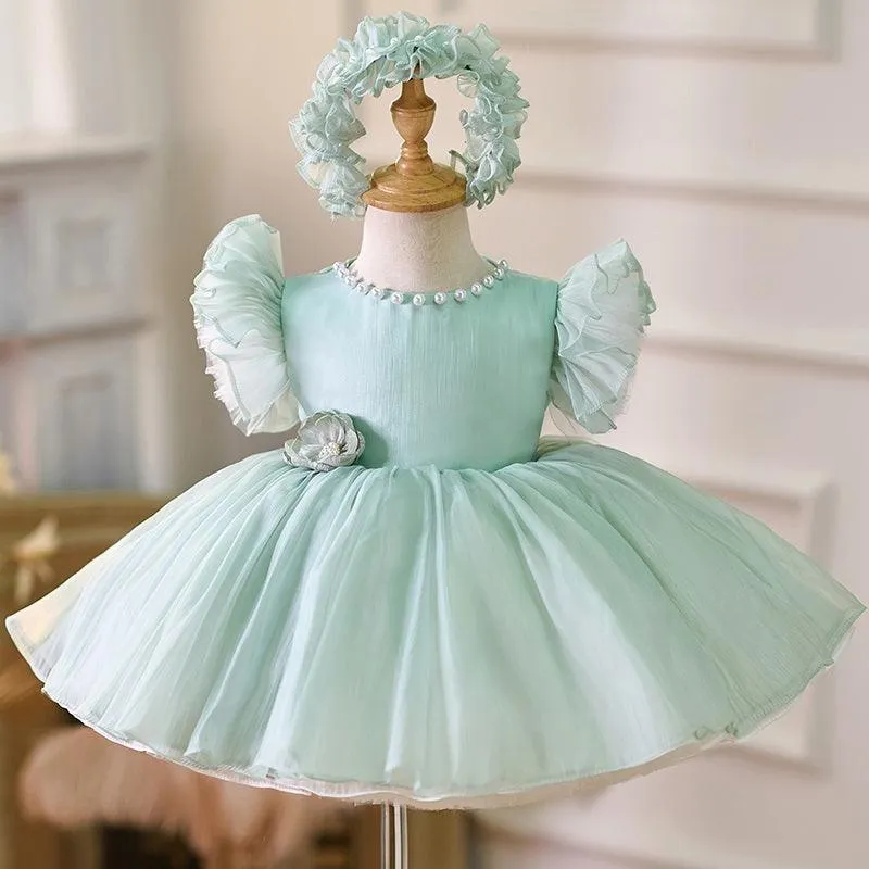 Baby Flower Pearl Princess Dress Girls Birthday Evening Dress Suitable for Many Occasions