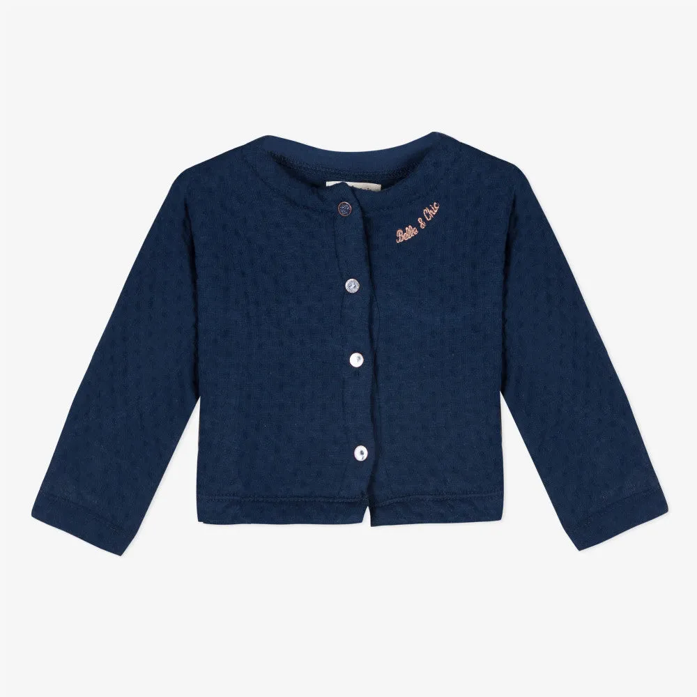Baby girl fancy tubular knit jacket