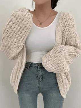 Back To School Sonicelife Open Front Long Sleeve Knit Cardigan