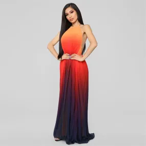 Backless Halter Maxi Dress