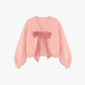 Ballerina Fuzzy Bowknot Cardigan