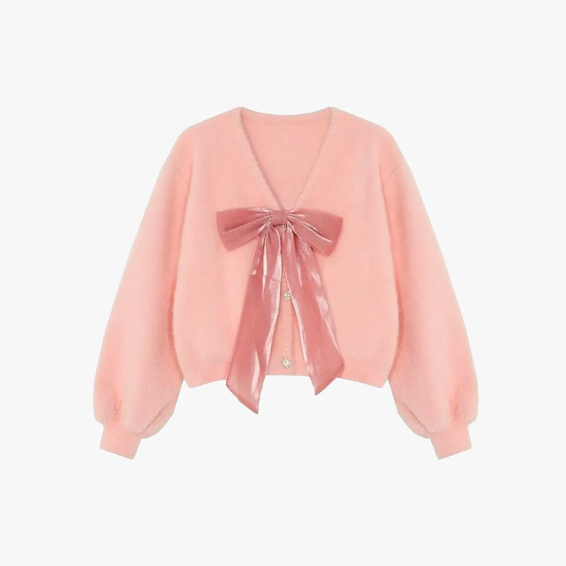 Ballerina Fuzzy Bowknot Cardigan