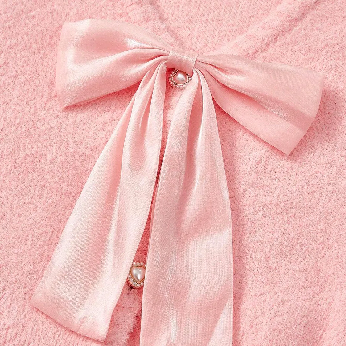 Ballerina Fuzzy Bowknot Cardigan