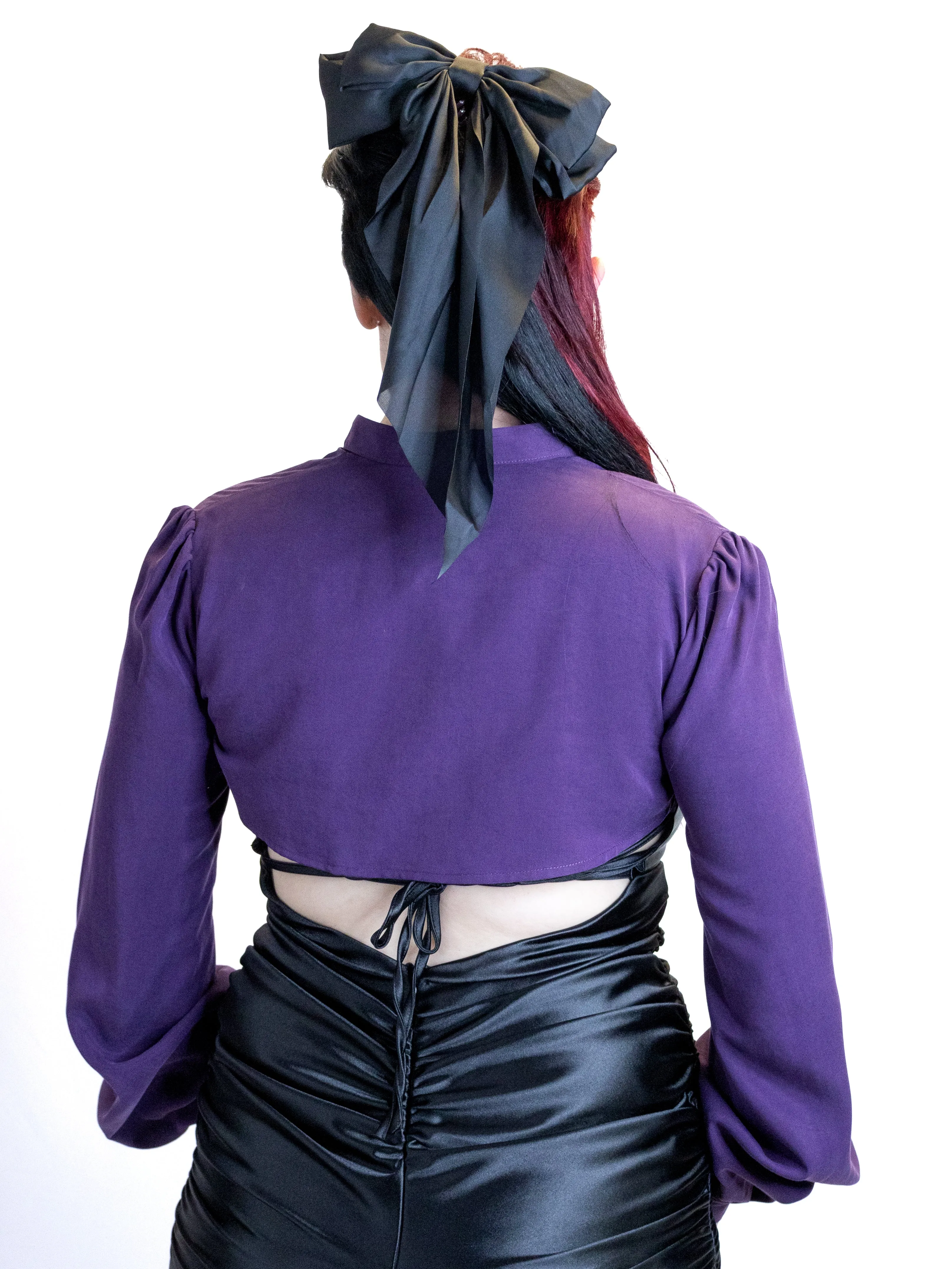 Bishop Sleeve Bolero- Eggplant