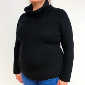 Black Cashmere Cowl Neck Jumper Extra Large