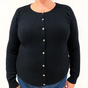 Black Embellished Cashmere Cardigan Extra Large