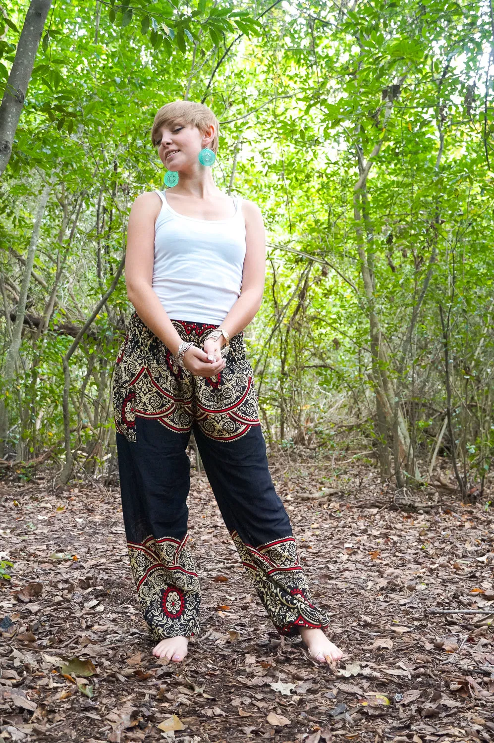 Black Luna Mandala Harem Pants