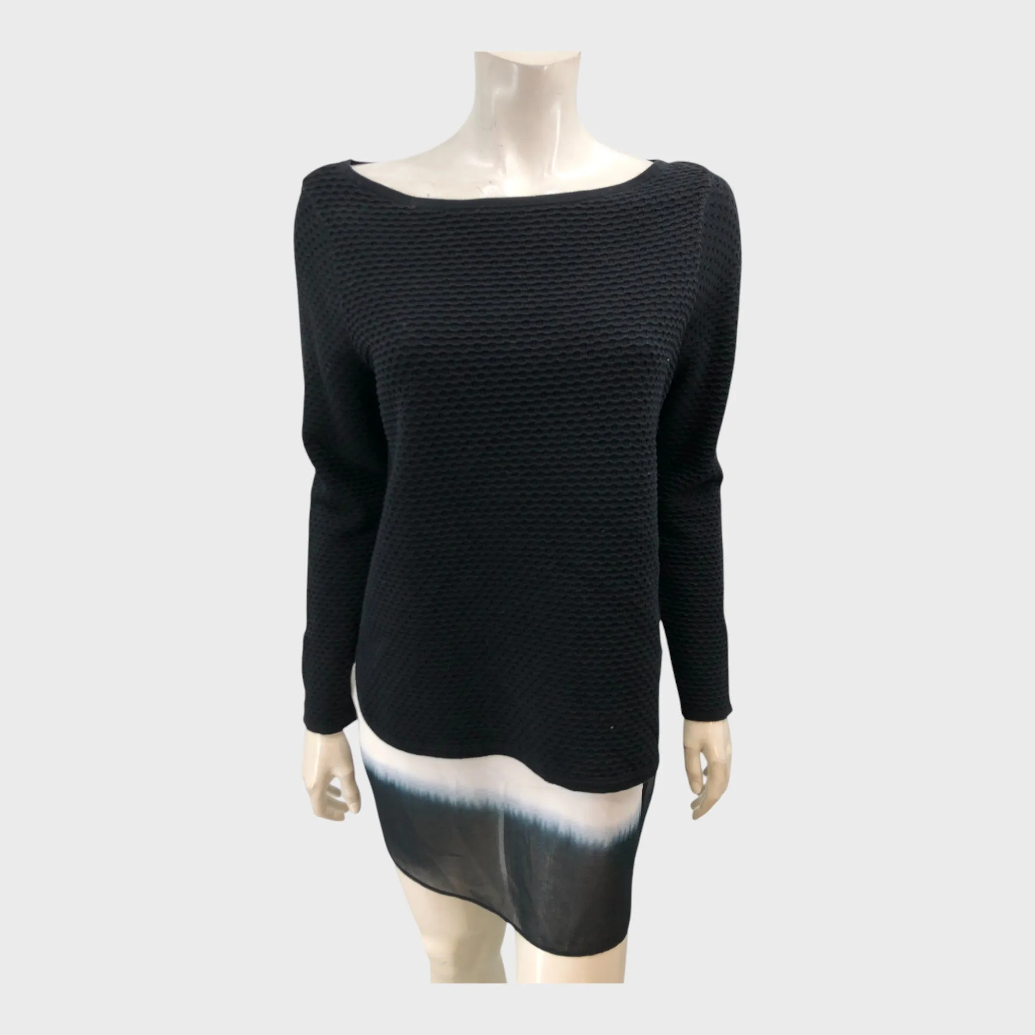 Branded Black Stitch Hem Knitted Jumper - Size 12