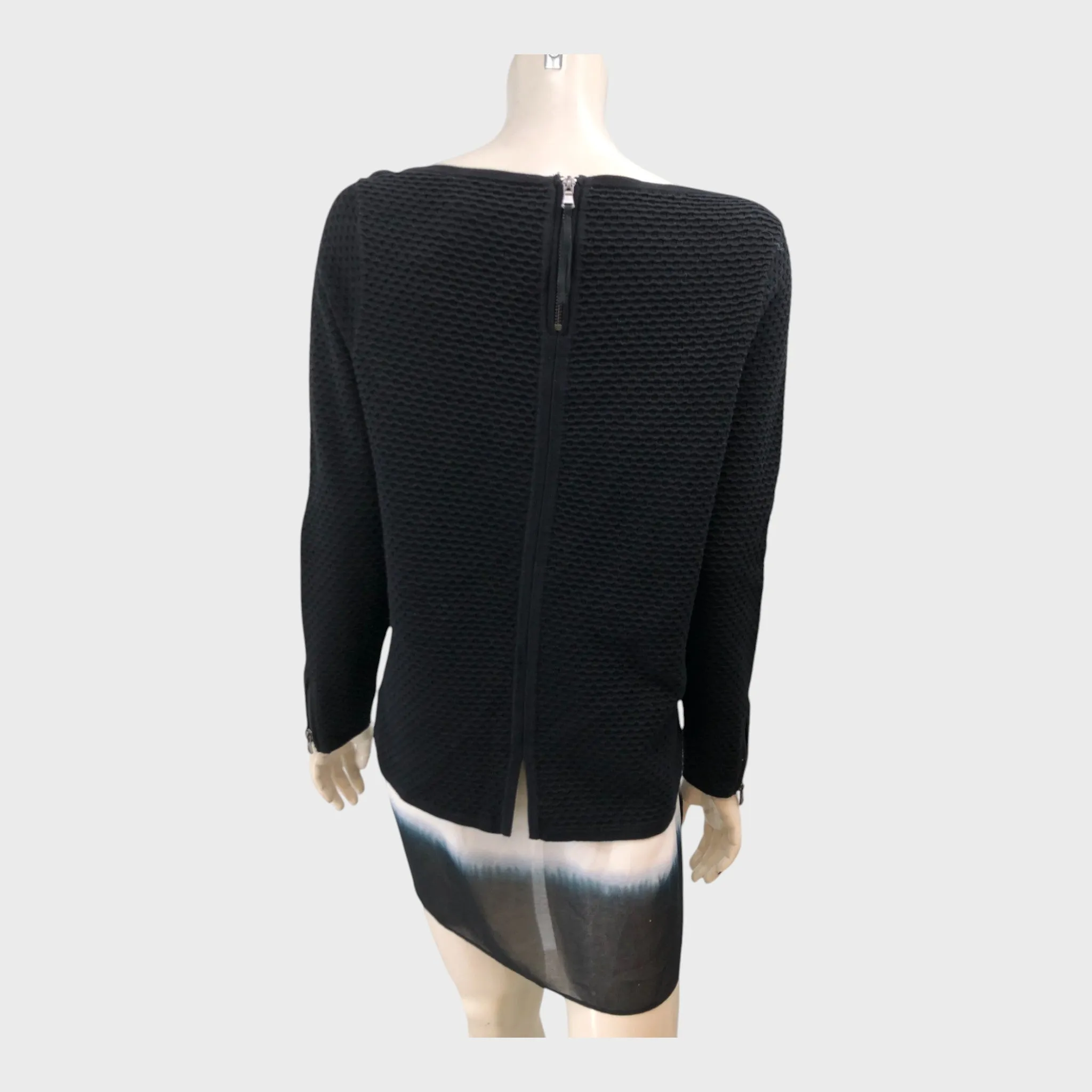 Branded Black Stitch Hem Knitted Jumper - Size 12
