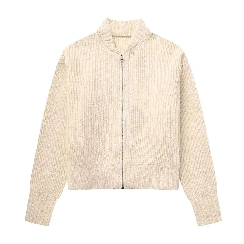 Brigitte - Elegant knit cardigan with zipper
