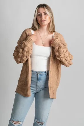 Bubble sleeve cardigan mocha