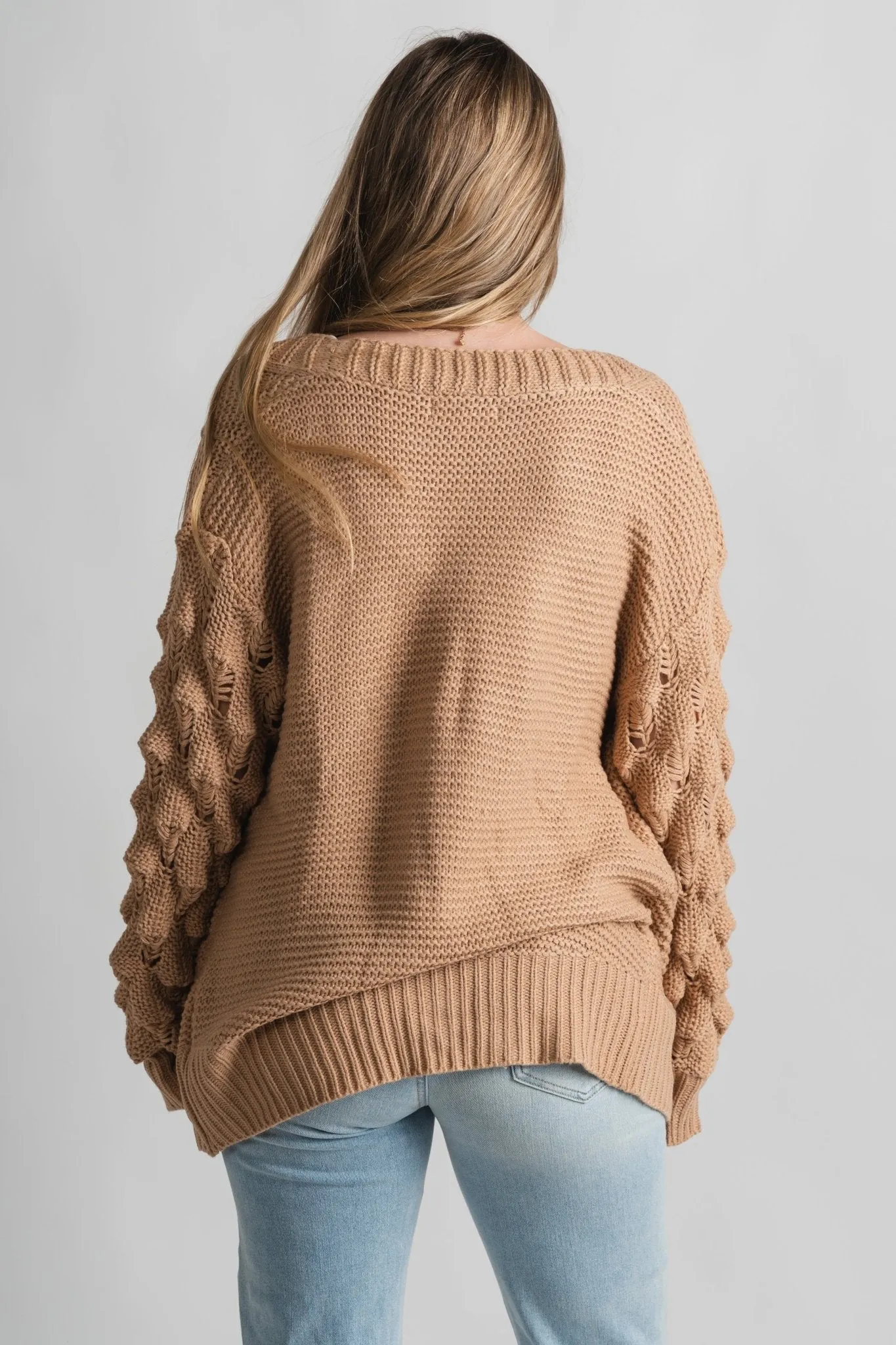Bubble sleeve cardigan mocha
