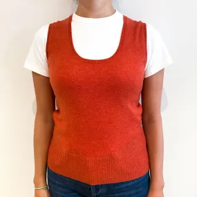 Burnt Orange Cashmere Scoop Neck Sleeveless Jumper Small