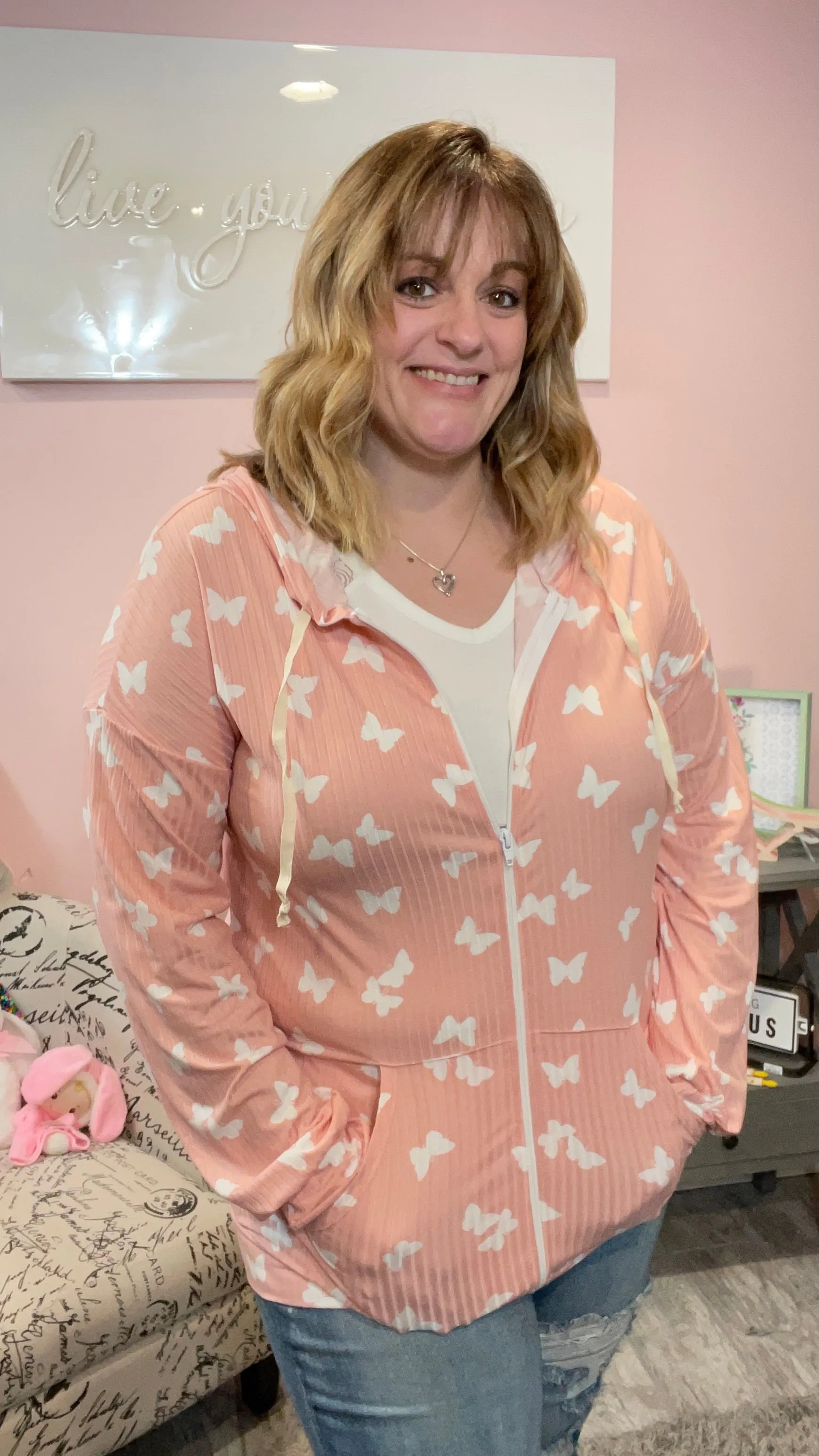 Butterfly Spring Hoodie with Pockets