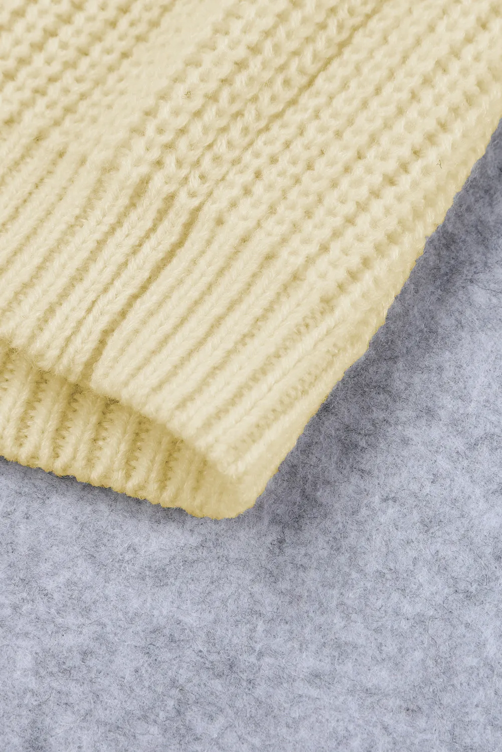 Button Front Ribbed Lantern Sleeve Cardigan