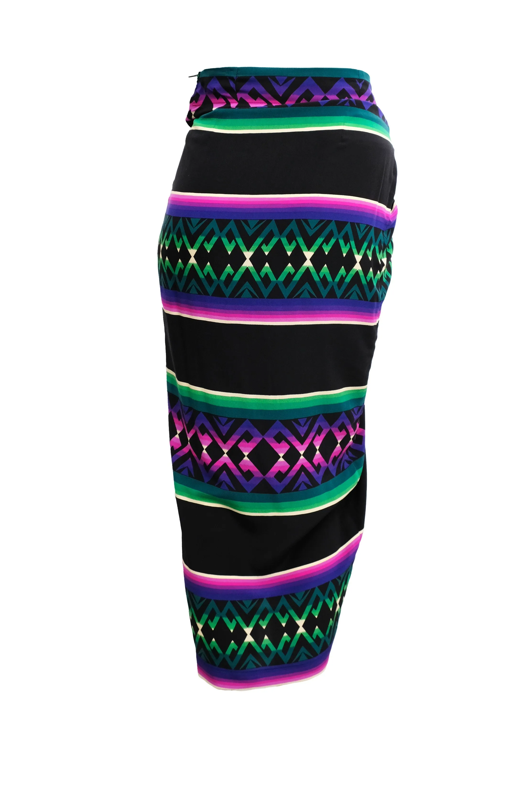 Byblos Vintage Wrap Skirt in Graphic Print, EU40
