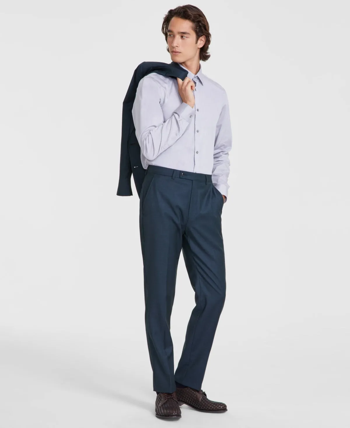 Calvin Klein Mens Slim fit Dress Pants 30 / 32 Green Solid Stretch