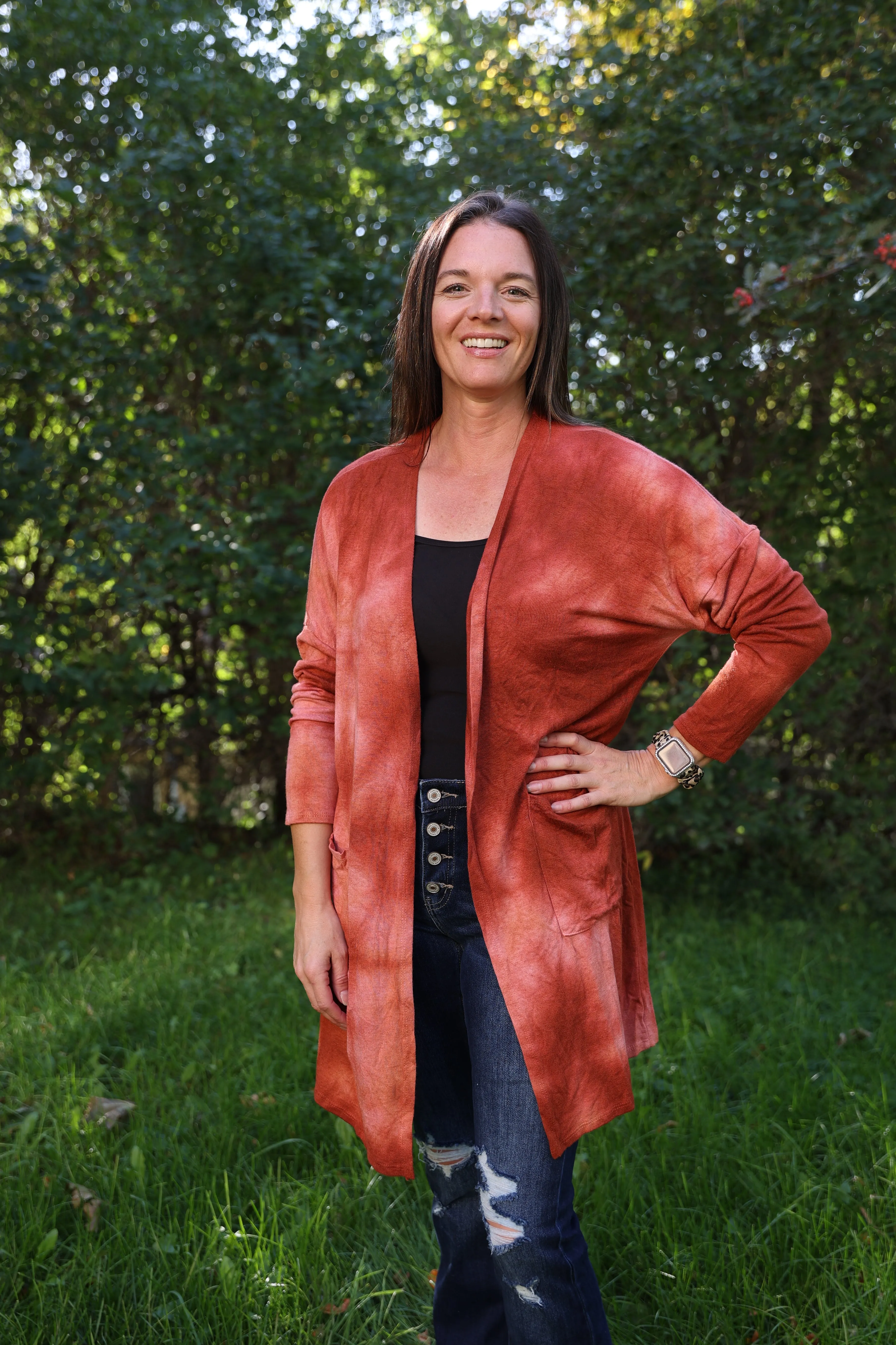 Cardigan In Brick
