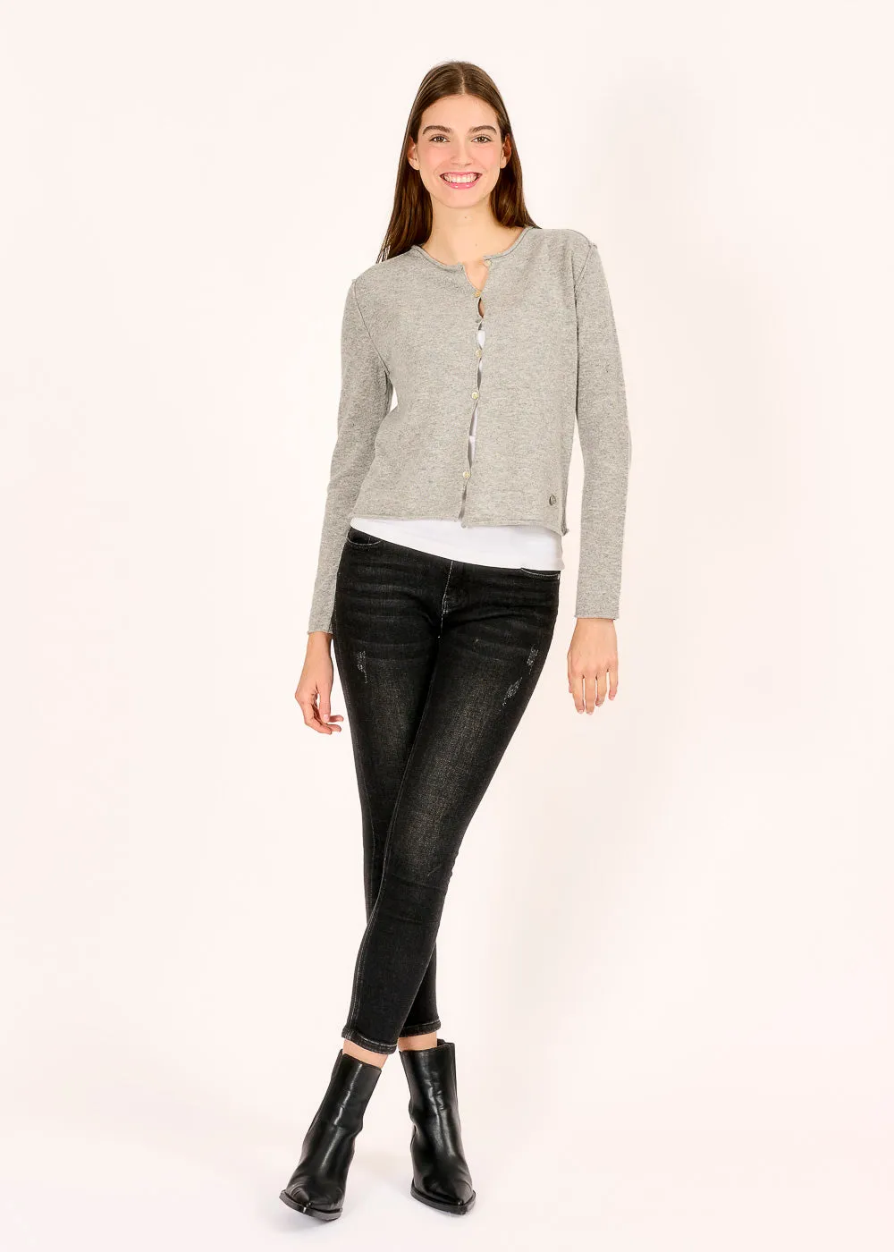 Cardigan mit Rollkante