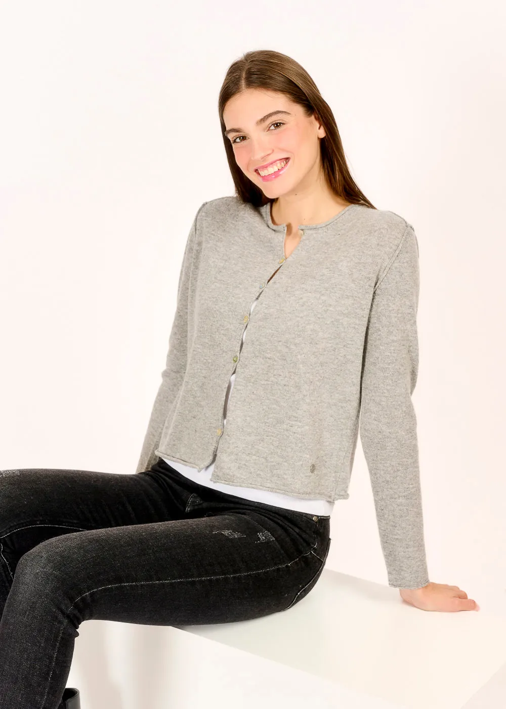 Cardigan mit Rollkante