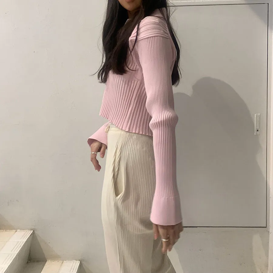 【CFCL/シーエフシーエル】<br>FLUTED CROPPED SHIRT CARDIGAN <br>CF007KE111