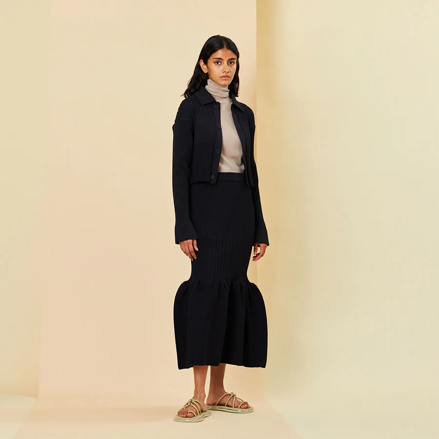 【CFCL/シーエフシーエル】<br>FLUTED CROPPED SHIRT CARDIGAN <br>CF007KE111