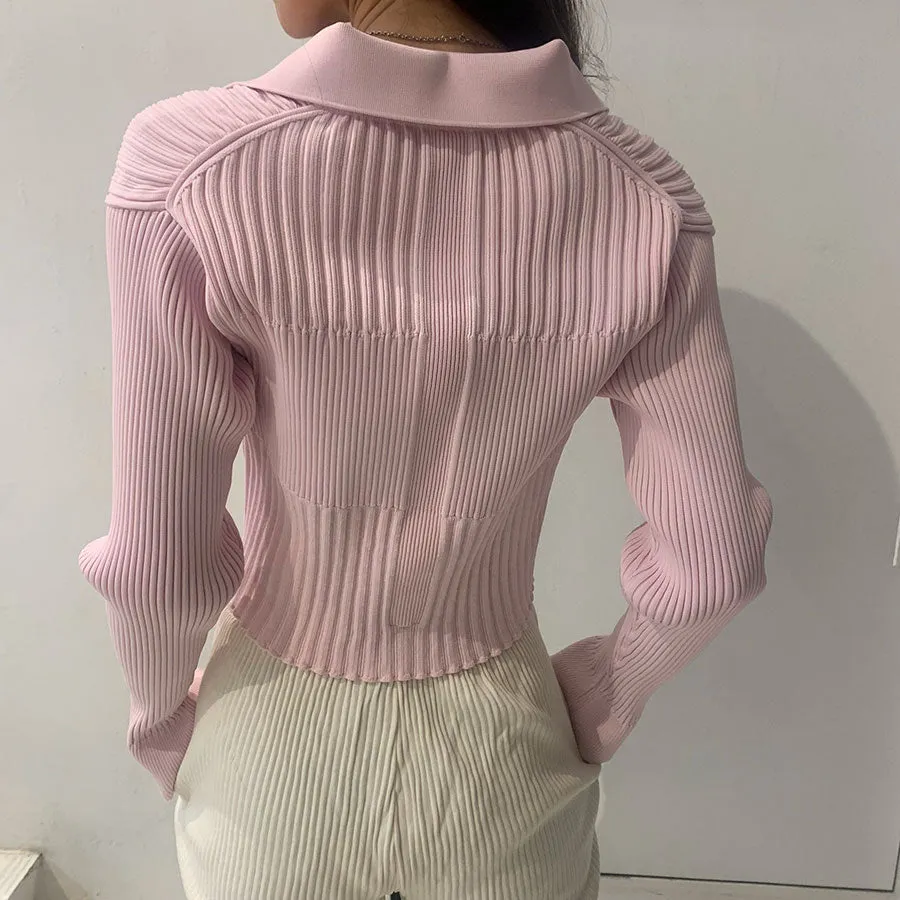 【CFCL/シーエフシーエル】<br>FLUTED CROPPED SHIRT CARDIGAN <br>CF007KE111